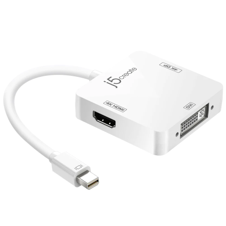 J5createJDA173 mini DisplayPort™ to 4K DisplayPort™/4K HDMI™/DVI Adapter
